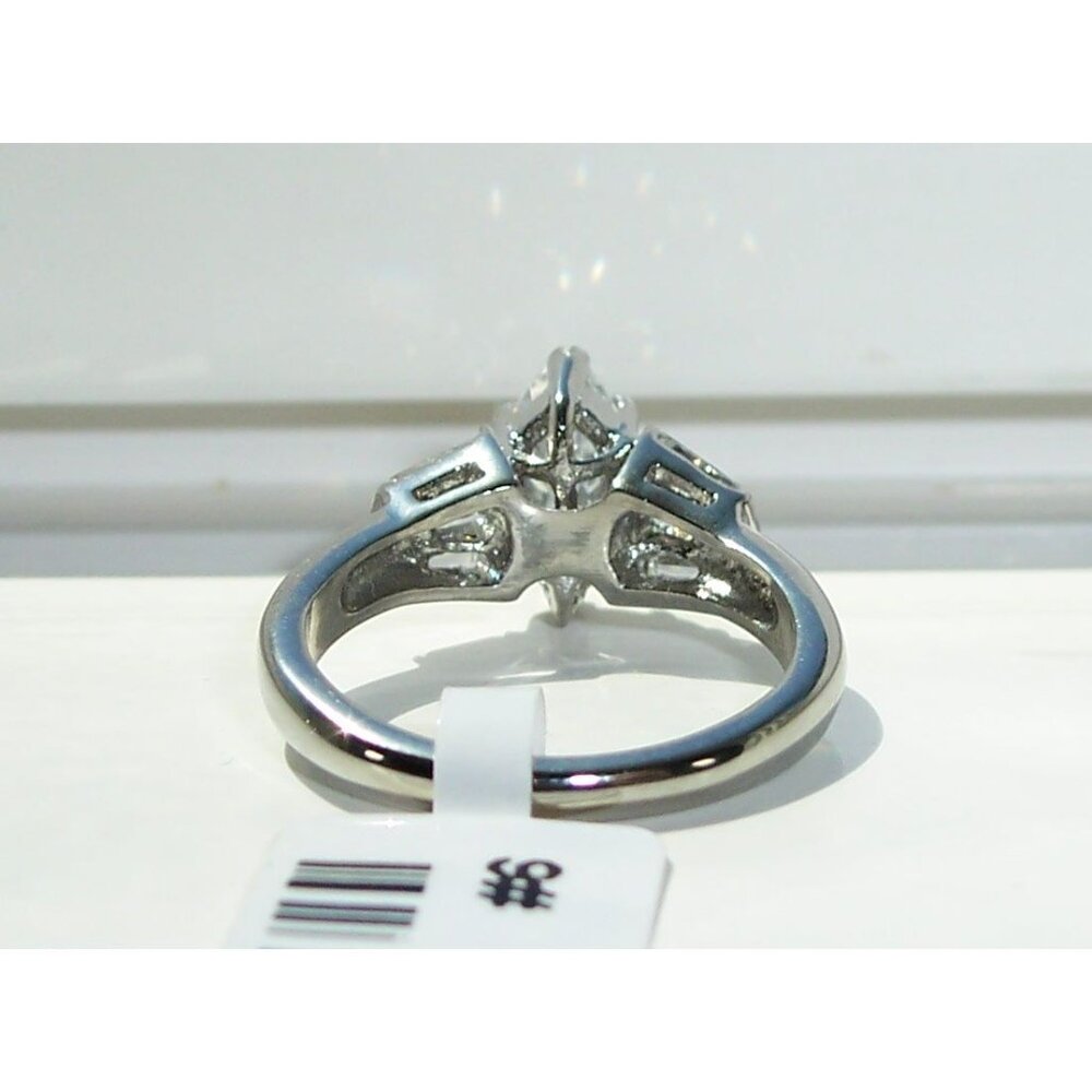 Marquise & Baguette Cubic Zirconia Ring Stainless Steel High Polished - Picture 8 of 14